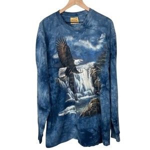 The Mountain Long Sleeve Tie Dye Blue Bald Eagle Tee Size XXL